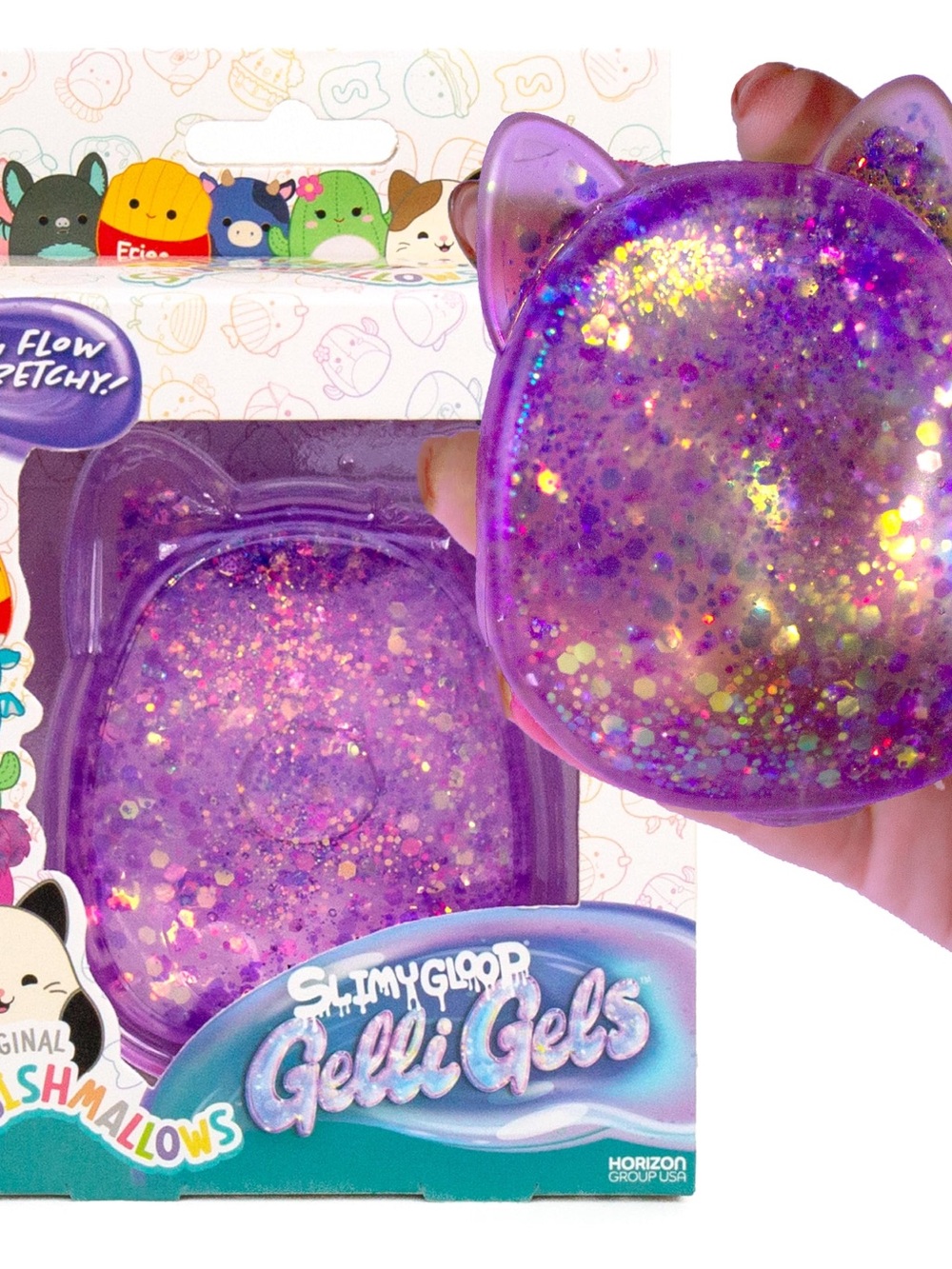 Squishmallows Purple Glitter Cat Gelli Gels Slimy Goop